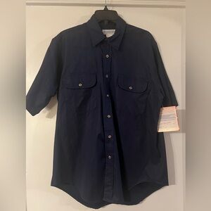 VTG Men’s SPORTIF USA Dark Blue Casual Button Down Short Sleeve Shirt NWT Medium